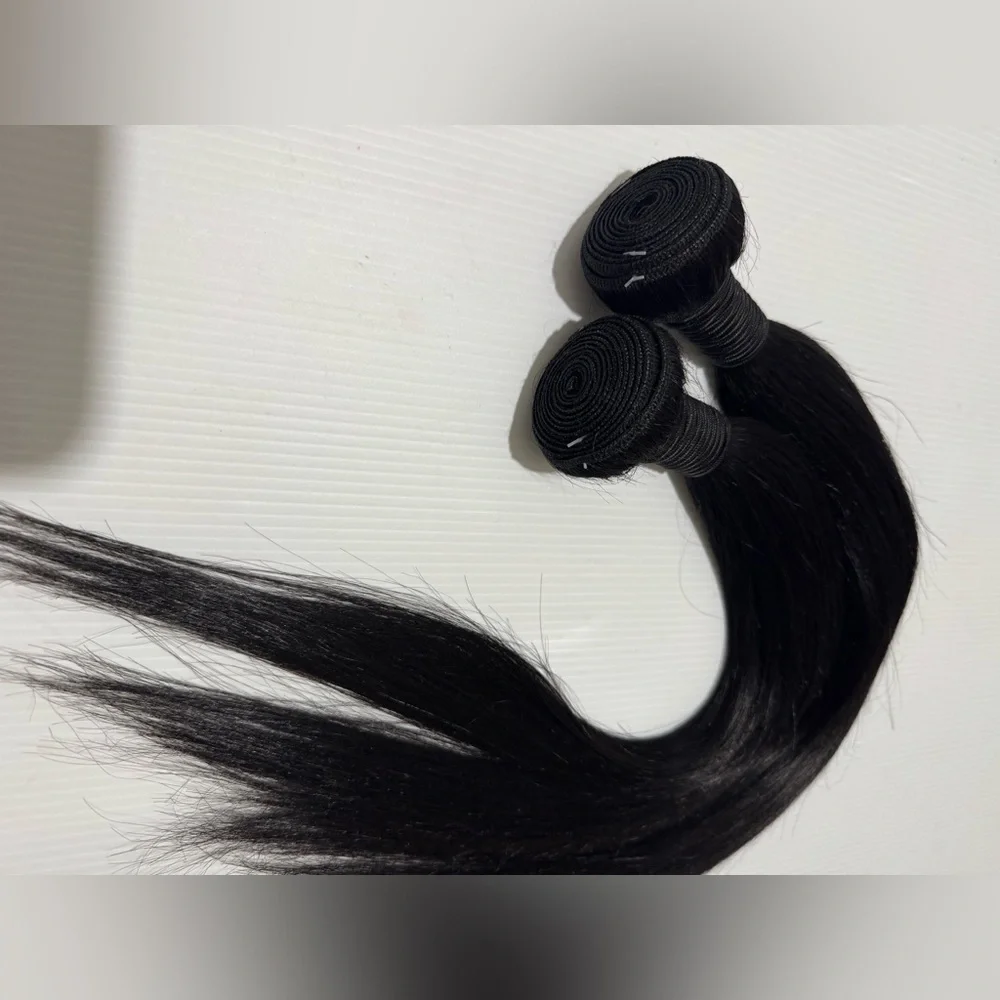 Human hair Blend 18 & 20 inches Black Straight Bundles - Weave / Weft